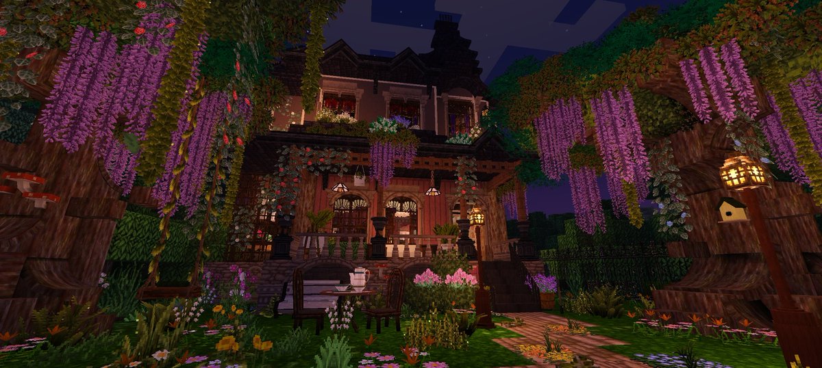 Daylight_Fought's tweet photo. Overgrown cottage, Love the 9den garden pack update, I'm so inlove with the wisteria vines and climbing roses, so cuteeeee!!!!

#Minecraft #Minecraftpe #9DEN_texture https://t.co/qQAuzHKod6