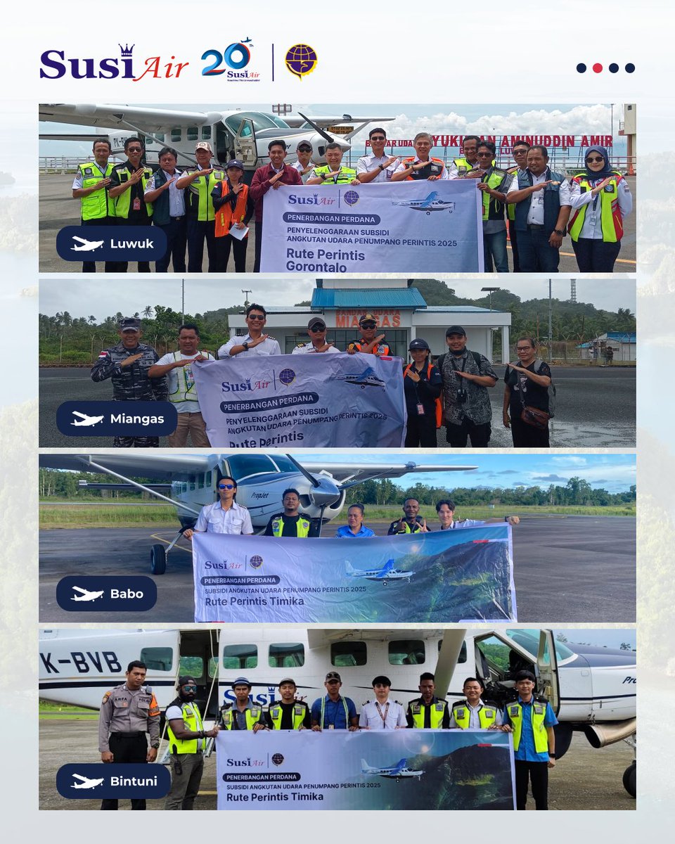 susiair's tweet photo. Dari Sabang sampai Merauke, Dari Miangas sampai Pulau Rote, kini telah dijangkau oleh Susi Air #SampaiUjungSeluruhIndonesia.
Susi Air telah memulai penerbangan perintis Korwil Gorontalo dan Timika, memperluas jaringan penerbangan perintis Susi Air. #FlyWithSusiAir https://t.co/sp7gHGC18F