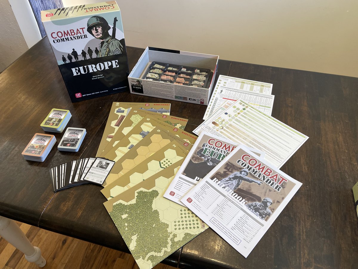 cardBoardmember's tweet image. Combat Commander: Europe: Designed by the late Chad Jensen, published by @GMTGames in 2006. A card-driven wargame—tactical WWII infantry clashes in Europe, Axis vs. Allies, with chaos-fueled Fate cards and hexes. #wargaming #WWII #CombatCommanderEurope