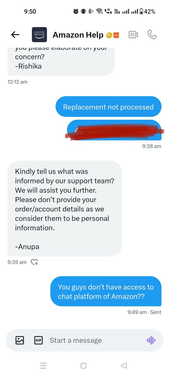 mauryaprabhat's tweet photo. 1st we have to chat with the support, then if you escalate on twitter, we again have to elaborate the concern here. https://t.co/i98Dm360qB