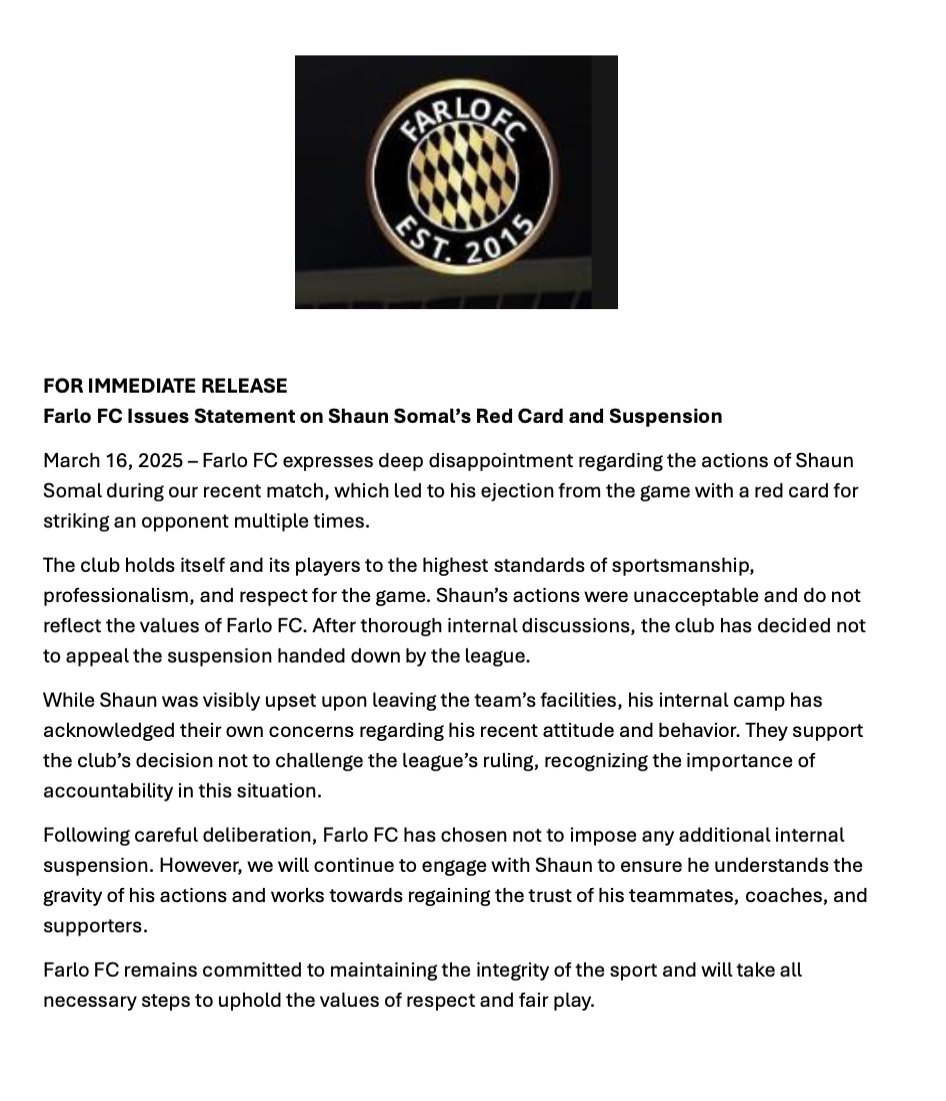 FarloSports's tweet photo. Club Statement.

#FarloSports https://t.co/4p4YftqJ9W
