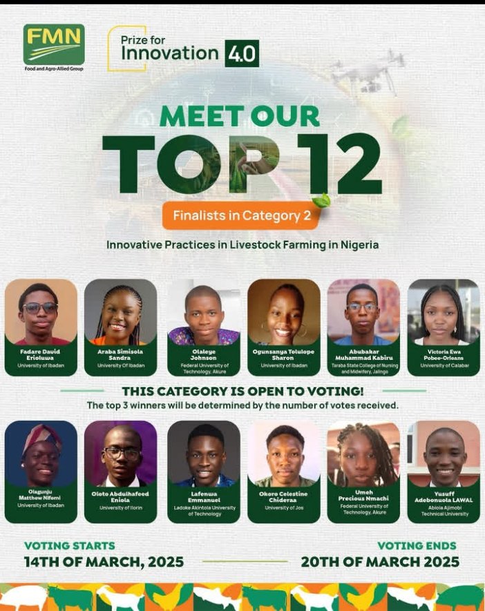 That_Abdool_'s tweet image. I&apos;m excited to share that out of over 1,000 students across Nigeria, I&apos;ve been selected as a Top 12 finalist for the FMN Prize for Innovation!
Kindly support me by liking, commenting, and retweeting the post below to help me win.
@UilStudentUnion @UnilorinNGR