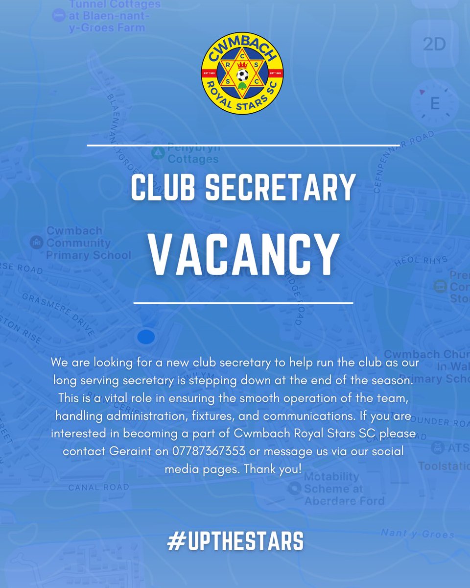 We are advertising for a new club secretary. All information below 👇🏼