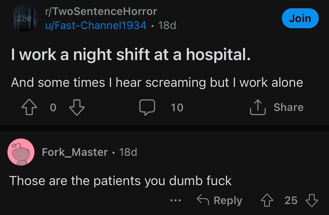 dajrocangle's tweet image. #TwoSentenceHorror
#HospitalHumor
#MisunderstoodMemes
#PatientScreams
#DarkComedy