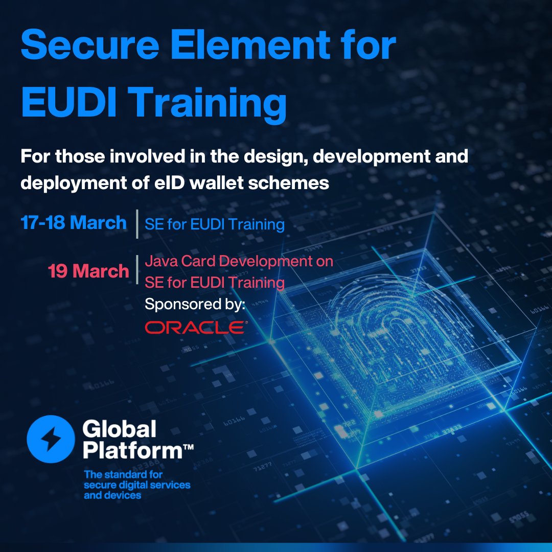 Java Card Forum (@javacardforum) on Twitter photo Reminder to register for #JavaCard #Development for Secure Element on #EUDI training day by
<a href="/GlobalPlatform_/">GlobalPlatform™</a> and <a href="/Oracle/">Oracle</a> on 19 March in Brussels. Tickets are $99, or $49 with <a href="/JavaCardForum/">Java Card Forum</a> discount code JCFDEVELOPERDISCOUNT: bit.ly/4gZwbdw Reminder to register for #JavaCard #Development for Secure Element on #EUDI training day by
<a href="/GlobalPlatform_/">GlobalPlatform™</a> and <a href="/Oracle/">Oracle</a> on 19 March in Brussels. Tickets are $99, or $49 with <a href="/JavaCardForum/">Java Card Forum</a> discount code JCFDEVELOPERDISCOUNT: bit.ly/4gZwbdw