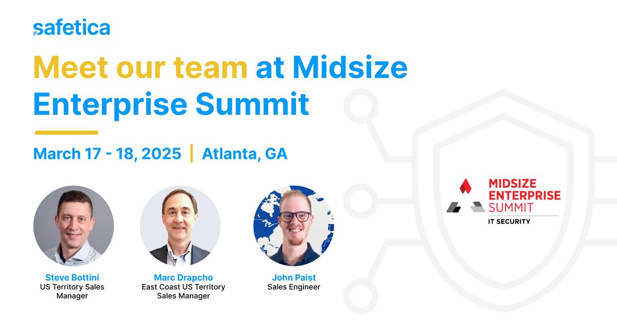 Meet our boardroom speakers, Steve, Marc, and John, who will share insights on safeguarding your organization's data. Don't miss their sessions at MES IT Security! #MES #Safetica #DLP