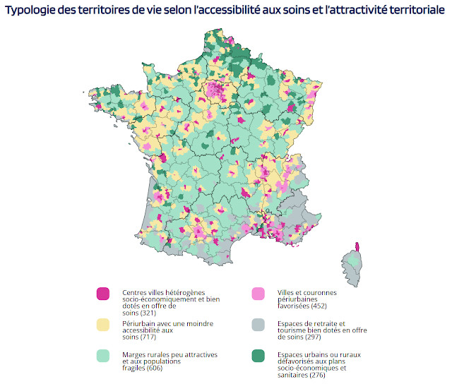 La MSA (Mutualité Sociale Agricole) propose une carte de synthèse concernant la typologie des territoires de vie selon l’accessibilité aux soins et l’attractivité territoriale (données IRDES)
Les données csv peuvent être intégrées à un logiciel de carto
dataviz.msa.fr/les-territoire…
1/