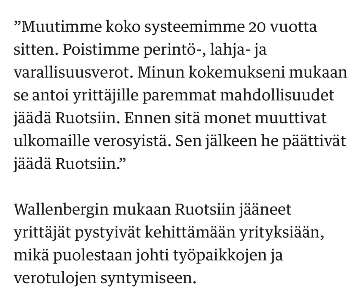 Perintö- ja lahjavero pitäisi korvata luovutusvoittoverolla. Tämän nettohyödyt on ymmärretty Suomessa väärin. Mediassa äänessä on vasemmiston tutkijat. Väitöskirjassani tutkin omistuksen vaikutuksia investointeihin. Siitä tulee oma arvioni. Ohessa Jacob Wallenberg tällä viikolla: