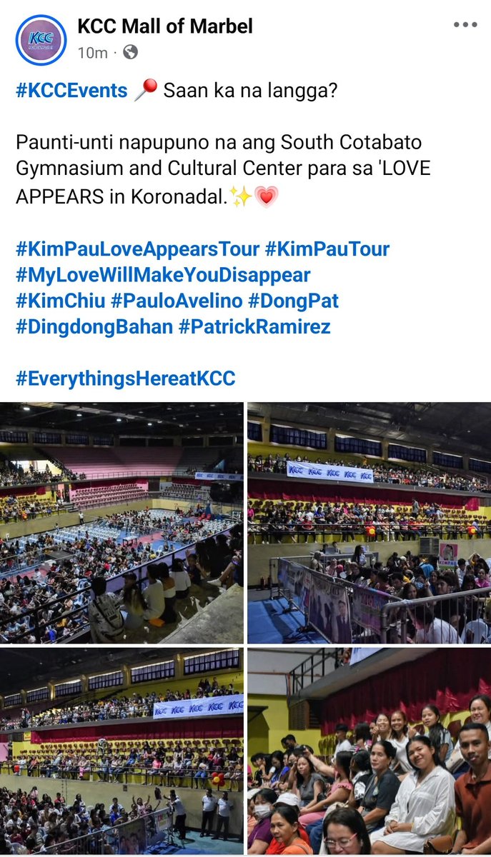 Dumarami na ang tao! Let's go!

KIMPAU KCC MALL TOUR

#LOVEAPPEARSinMarbelxGensan
#MyLoveWillMakeYouDisappear 
#KimPau