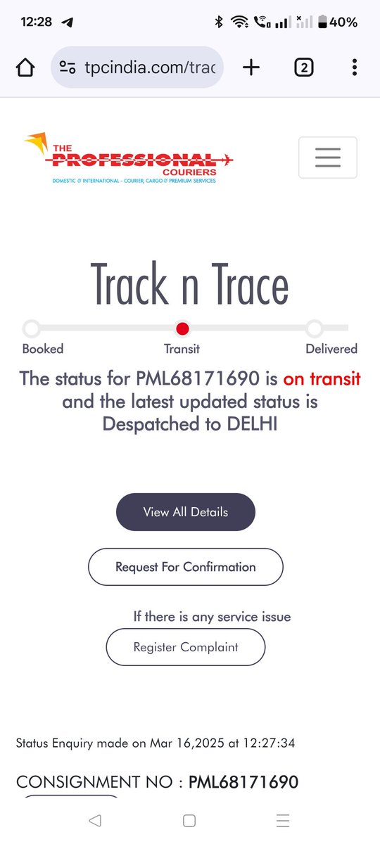 divyajyoti's tweet photo. @TPCGlobeCares Here is the tracking status as showing on your website. https://t.co/GPQv014h1o