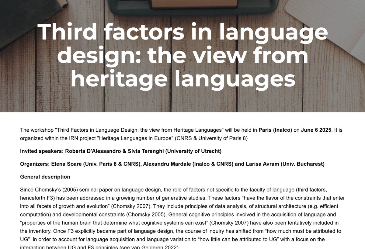If you're interested in discussing the "principles not specific to the faculty of language" that have an impact on the way #heritage speakers acquire their languages, come to Paris in June!
Abstract deadline: March 31. Info here:  sites.google.com/view/thirdfact…