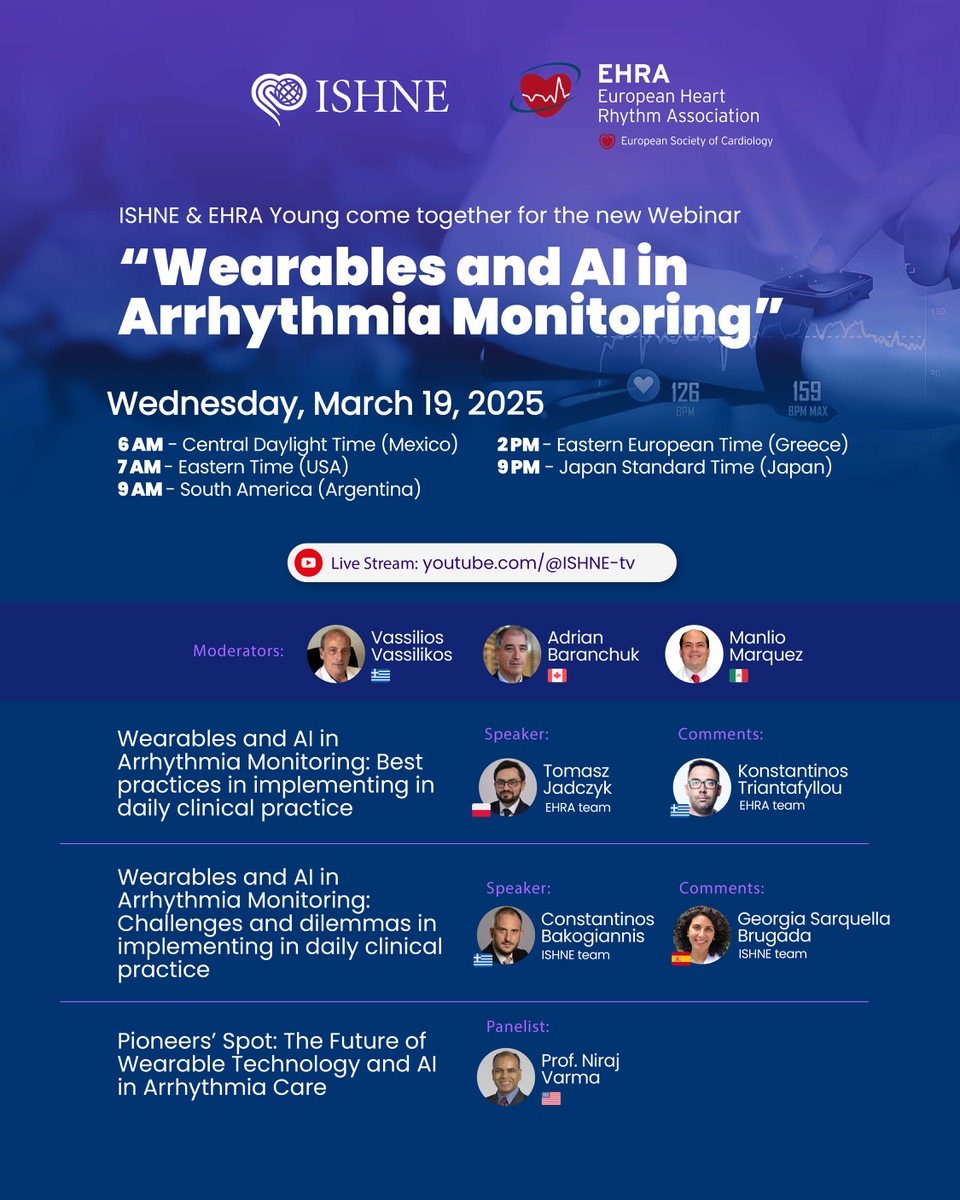 ISHNE-EHRA Joint Webinar! March 19, 2025!
#Wearables #AI #ECG