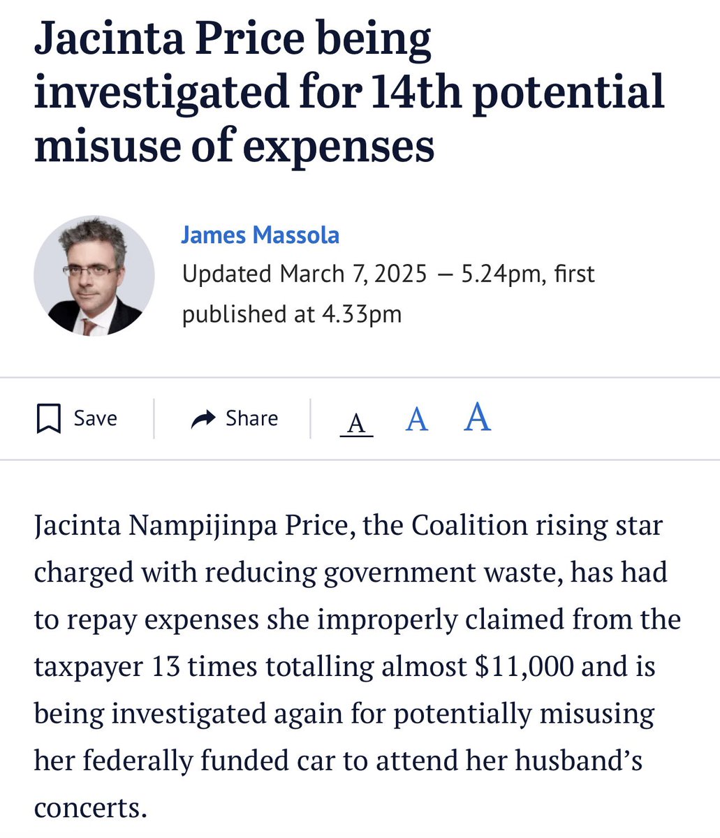 Jacinta Price is a fucking crook! 
The corrupt and complicit media have buried this story, like they did with insider trading Dutton. 😡💰
Like. Share. Repost.
#auspol #LNPCorruptionParty <a href="/abcnews/">ABC News</a> #LNPCrimeFamily #SackJacintaPrice