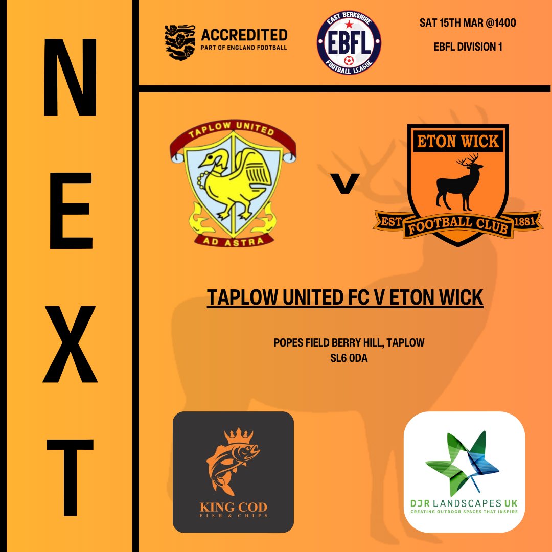 Eton Wick FC (@eton_wickfc) on Twitter photo Yesterday we faced <a href="/TaplowUnitedFC/">Taplow United</a> Swans, a hard fought close game where we came out 0-1 victors.
We will see them again in a few weeks for the home leg! Yesterday we faced <a href="/TaplowUnitedFC/">Taplow United</a> Swans, a hard fought close game where we came out 0-1 victors.
We will see them again in a few weeks for the home leg!