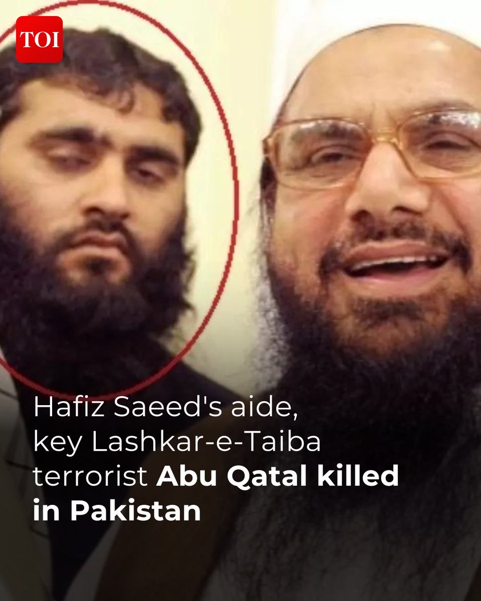 timesofindia's tweet photo. A top Lashkar-e-Taiba terrorist, #AbuQatal, known for his involvement in numerous attacks in Jammu and Kashmir, was shot dead by unidentified assailants in #Pakistan's Jhelum Sindh. 

Qatal, a close aide of #HafizSaeed, recently led proxy terror outfits PAFF and TRF to conceal activities of other terror groups.

Details here 🔗 https://t.co/nvFzUxOgX9