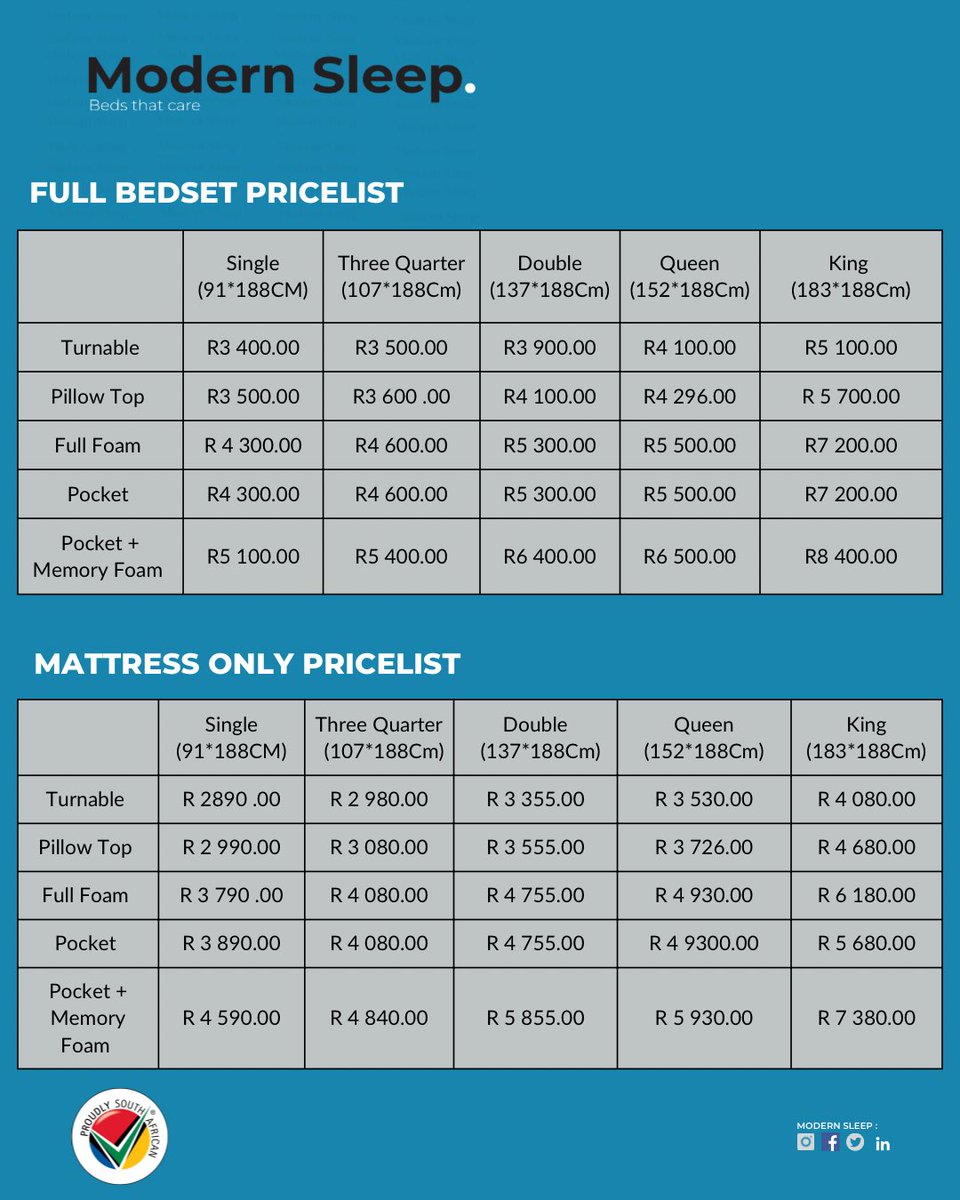 modernsleepsa's tweet photo. Thank you for your continued support! To ensure future growth, longevity, and innovation, we’ve made pricing adjustments effective March 16th. Please find our updated price list. We remain committed to quality and better sleep solutions. #RestWellDeserved https://t.co/RfXMQgM2eo