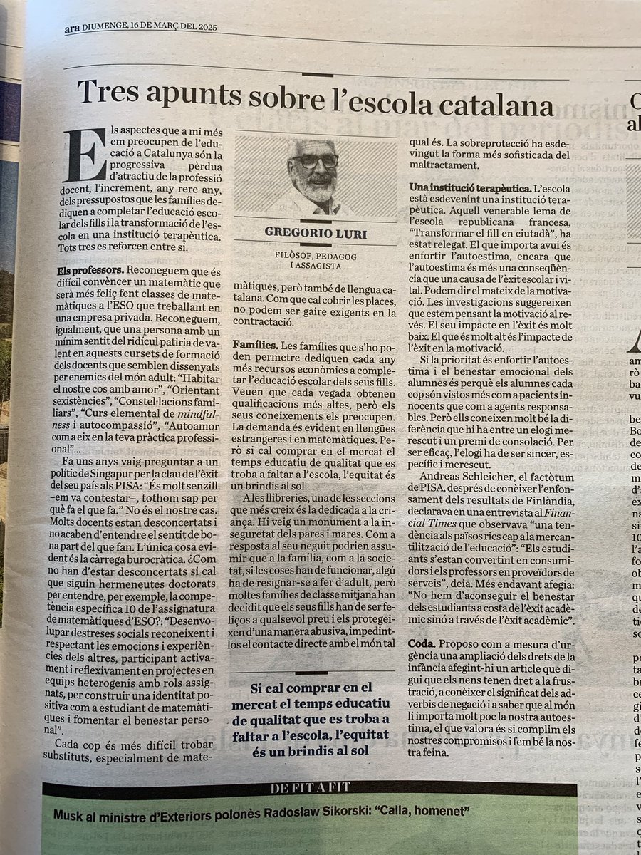 Salvador Cardús Ros (@salvadorcardus) on Twitter photo No es pot dir millor, <a href="/GregorioLuri/">Gregorio Luri</a> No es pot dir millor, <a href="/GregorioLuri/">Gregorio Luri</a>
