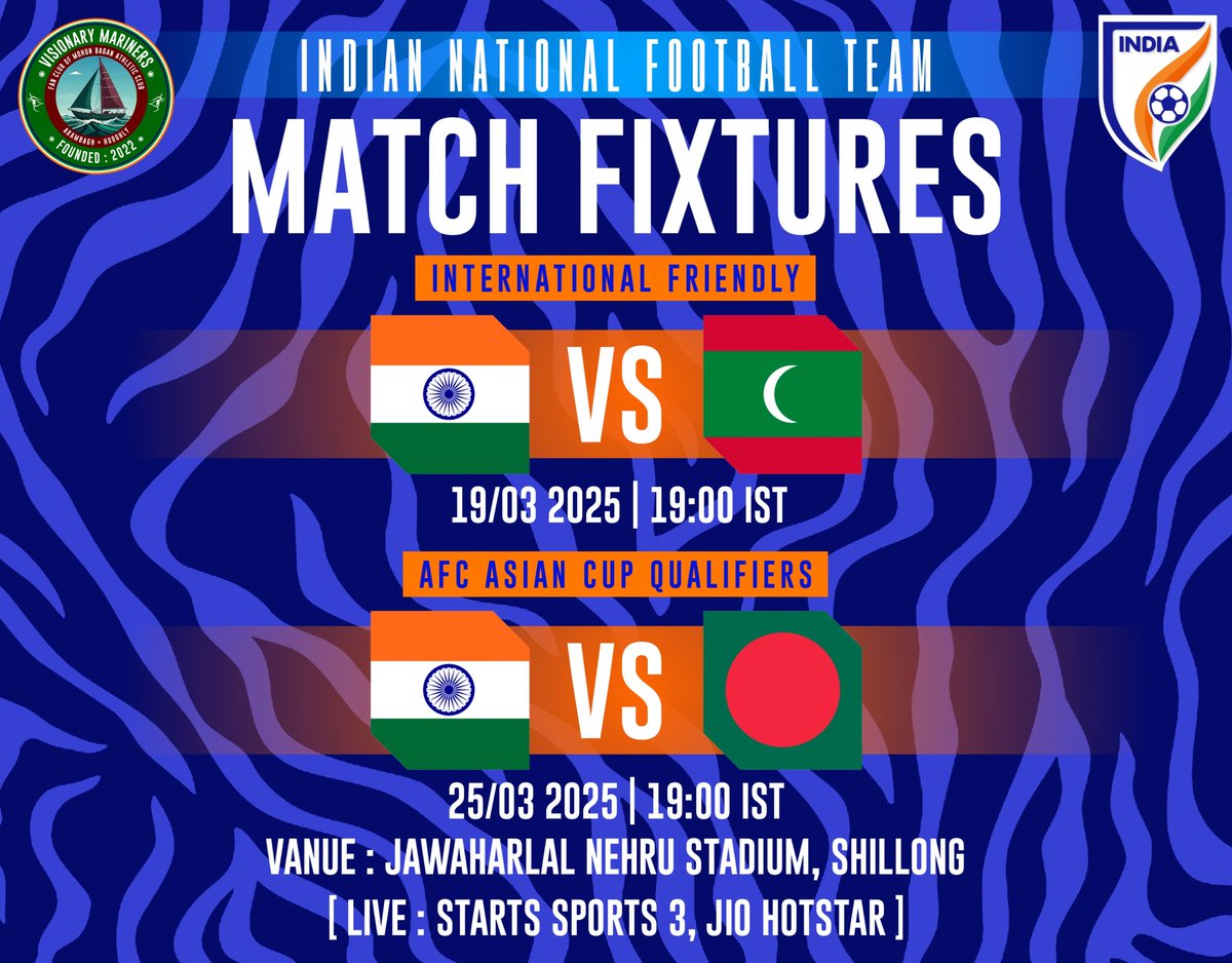 v_mariners's tweet photo. Blue Tigers are all set for these two important fixtures!!
Jai Hind 🇮🇳🩵
Joy Mohun Bagan 💚❤️
#TeamIndia #BlueTigers #IndianFootball #VisionaryMariners #MohunBagan #MBSG https://t.co/eNhD619Iwq