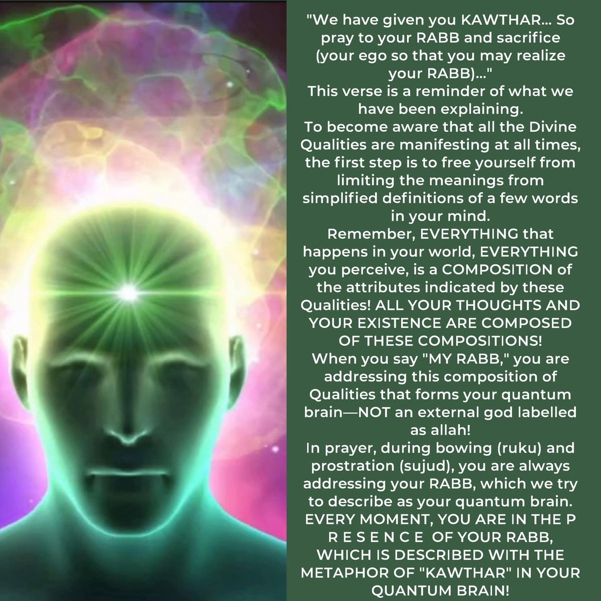 Zeynepgrcn41's tweet image. For humanity has been granted "#KAWTHAR" (the pool of all #Divine Qualities/The #BeautifulNames)!
"We have given you KAWTHAR… So pray to your #RABB and sacrifice (your ego so that you may realize your RABB)..."
This verse is a reminder of what we have been explaining.
⤵️⤵️⤵️