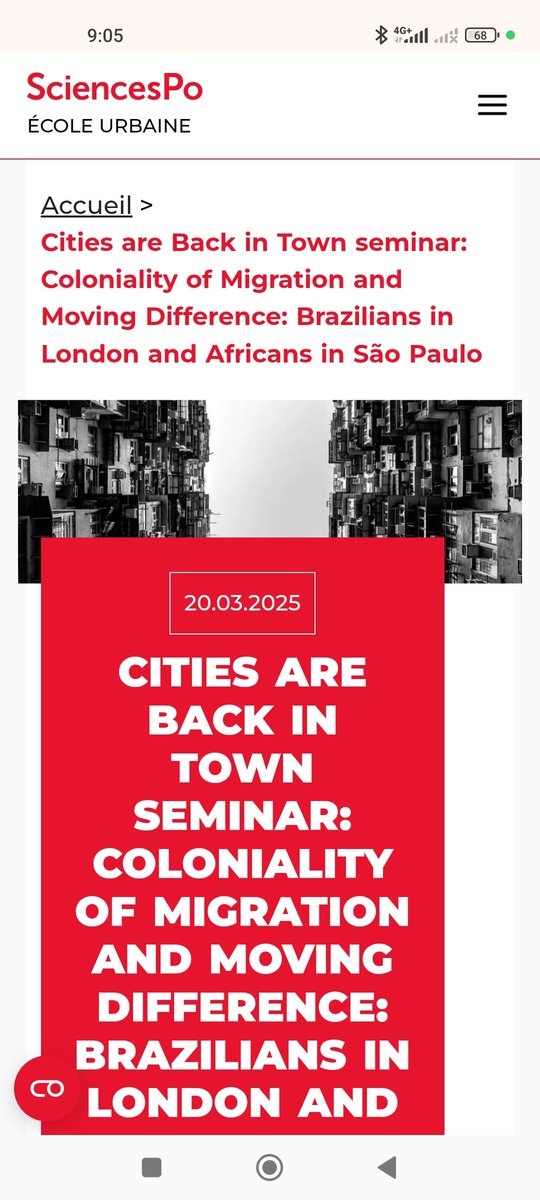 As usual, at the Urban School of Sciences Po! Cities are back in town