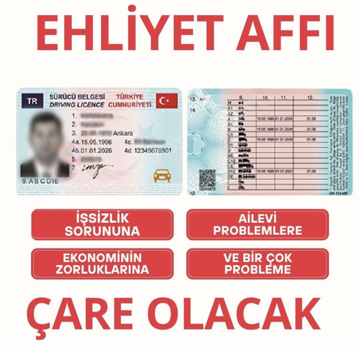 TrafikTaslağından ÖnceAf
#EhliyetAffı bekliyoruz.
Yaklaşık 3 milyon insanı ilgilendiren önemli bir husus.
türkiye son zamanlarda çok önemli adımlar atarken milletini düşünmesi çok elzemdir. 
<a href="/AliYerlikaya/">Ali Yerlikaya</a> <a href="/herkesicinCHP/">CHP 🇹🇷</a> <a href="/M_Sarigul/">Mustafa Sarıgül</a>