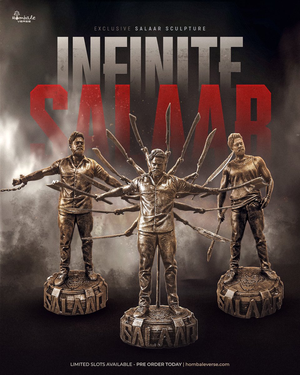 Hombale Films (@hombalefilms) on Twitter photo Electrifying the #SalaarVerse with the Movie Collectible series ⚡️
Pre-order the exclusive #Salaar movie sculptures, now available on <a href="/HombaleVerse/">HombaleVerse</a>.
hombaleverse.com/collections/sc…
#Prabhas #PrashanthNeel <a href="/PrithviOfficial/">Prithviraj Sukumaran</a> <a href="/shrutihaasan/">shruti haasan</a> <a href="/VKiragandur/">Vijay Kiragandur</a> <a href="/hombalefilms/">Hombale Films</a> <a href="/ChaluveG/">Chaluve Gowda</a> <a href="/IamJagguBhai/">Jaggu Bhai</a> Electrifying the #SalaarVerse with the Movie Collectible series ⚡️
Pre-order the exclusive #Salaar movie sculptures, now available on <a href="/HombaleVerse/">HombaleVerse</a>.
hombaleverse.com/collections/sc…
#Prabhas #PrashanthNeel <a href="/PrithviOfficial/">Prithviraj Sukumaran</a> <a href="/shrutihaasan/">shruti haasan</a> <a href="/VKiragandur/">Vijay Kiragandur</a> <a href="/hombalefilms/">Hombale Films</a> <a href="/ChaluveG/">Chaluve Gowda</a> <a href="/IamJagguBhai/">Jaggu Bhai</a>