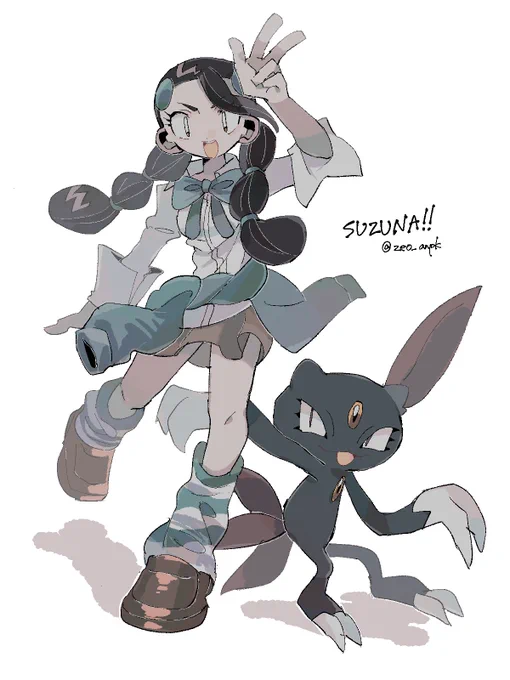 やっと描いたーーーー!!!しむのスズナ見れば見るほど可愛くてポーズが天才動きのある絵描けるの本当に尊敬しかない…流石… いいねありがとなーーー!!#いいねした人の画像欄覗いて素敵絵を自分の絵柄で描く 