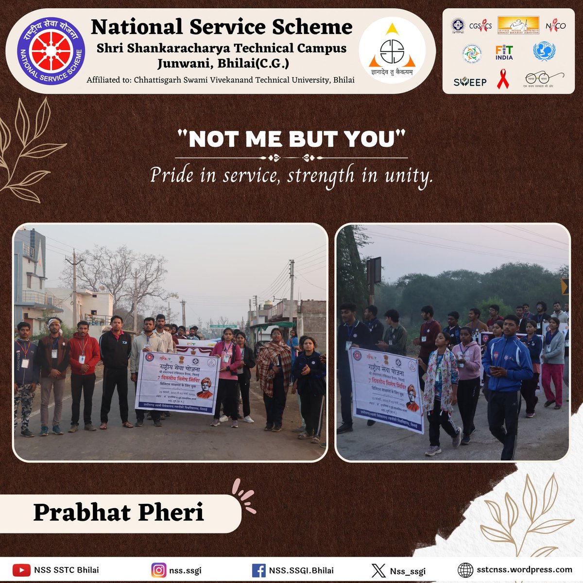 Nss_ssgi's tweet photo. Day 5 Highlights: 29th February, 2025
The #fifthday of the camp commenced with #PrabhatPheri, where #Volunteers chanted slogans and bhajans while marching through the streets of the village. This was followed by a yoga session and a #ParadeSession led by the #volunteers. https://t.co/pKN4Q8FiF1