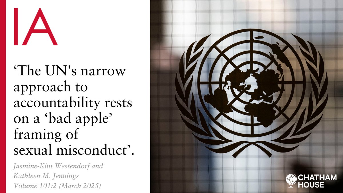 How is sexual exploitation and abuse by peacekeepers and aid workers regulated? 

<a href="/jasminekimw/">Jasmine Westendorf</a> &amp; Kathleen M Jennings analyse the various accountability mechanisms in their #openaccess article: doi.org/10.1093/ia/iia…