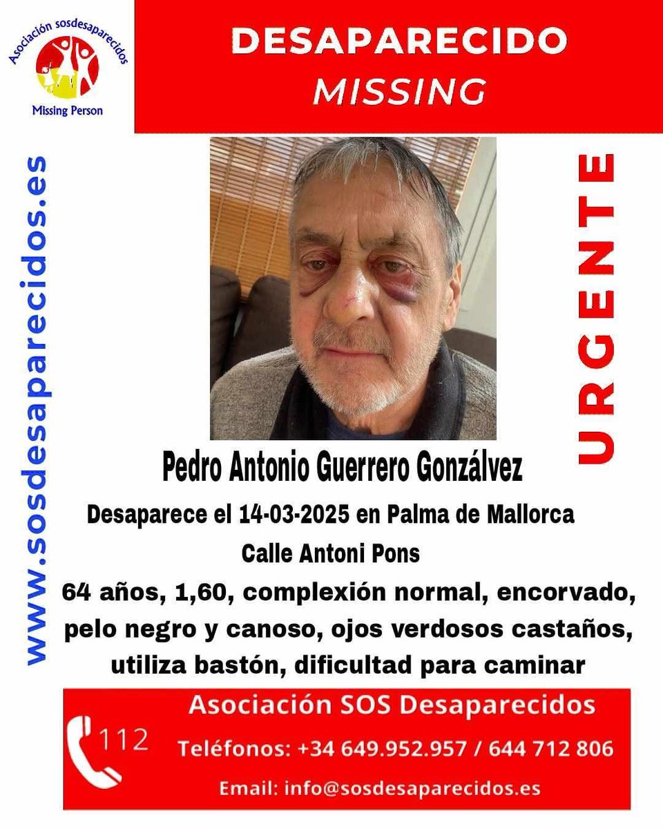 sebassanso's tweet photo. Es el padre de mi sobrino; por favor, si alguien lo viese llame a la policía nacional. Le han encontrado Alzheimer galopante esta semana y está desaparecido del viernes noche. Gracias https://t.co/OdKTQ8hjKD