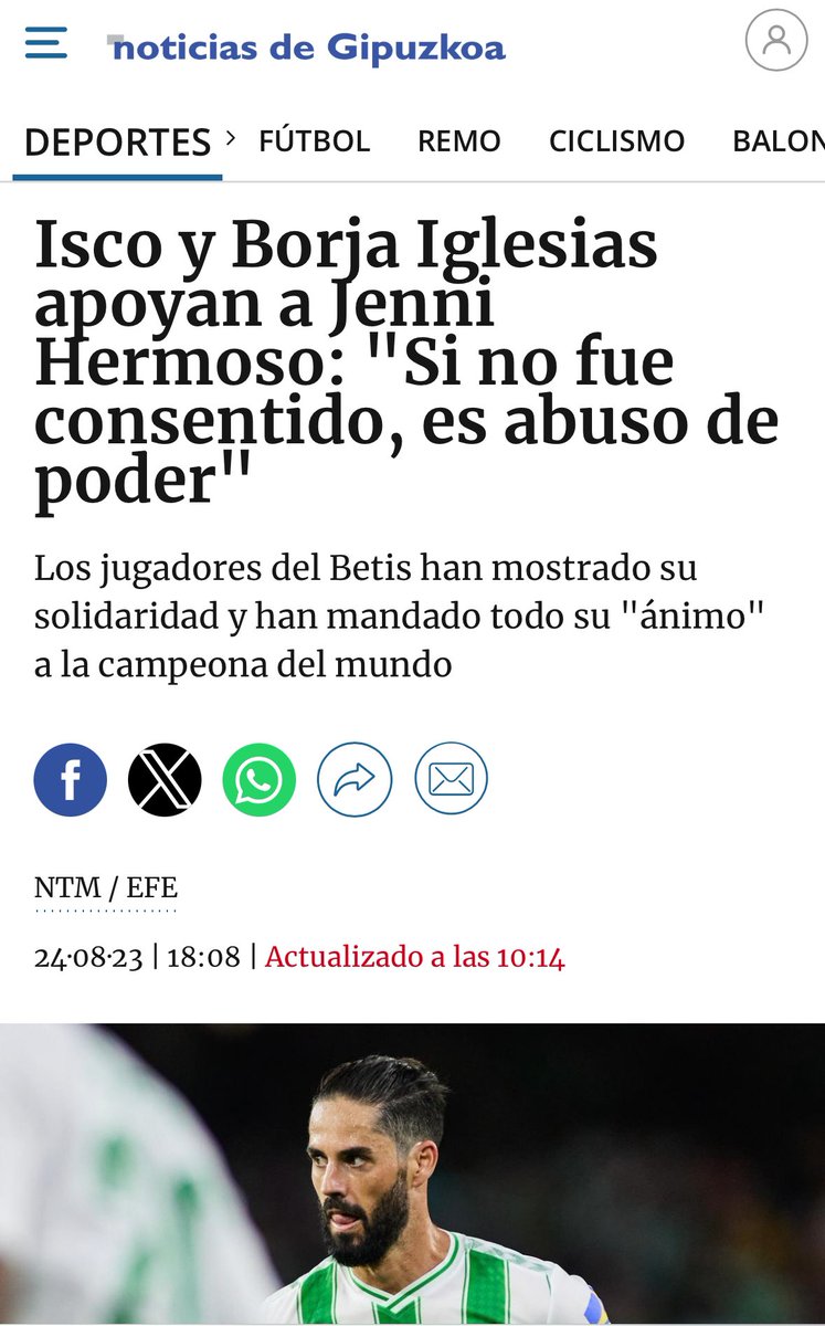 JMGJurado's tweet photo. Por si alguien tiene dudas de por qué Isco no ha sido convocado a la selección esta vez tampoco siendo con diferencia uno de los mejores jugadores españoles del momento.
No es nada personal, es el patriarcado protegiéndose 🤌🏽 https://t.co/4Hh5iyrWc0