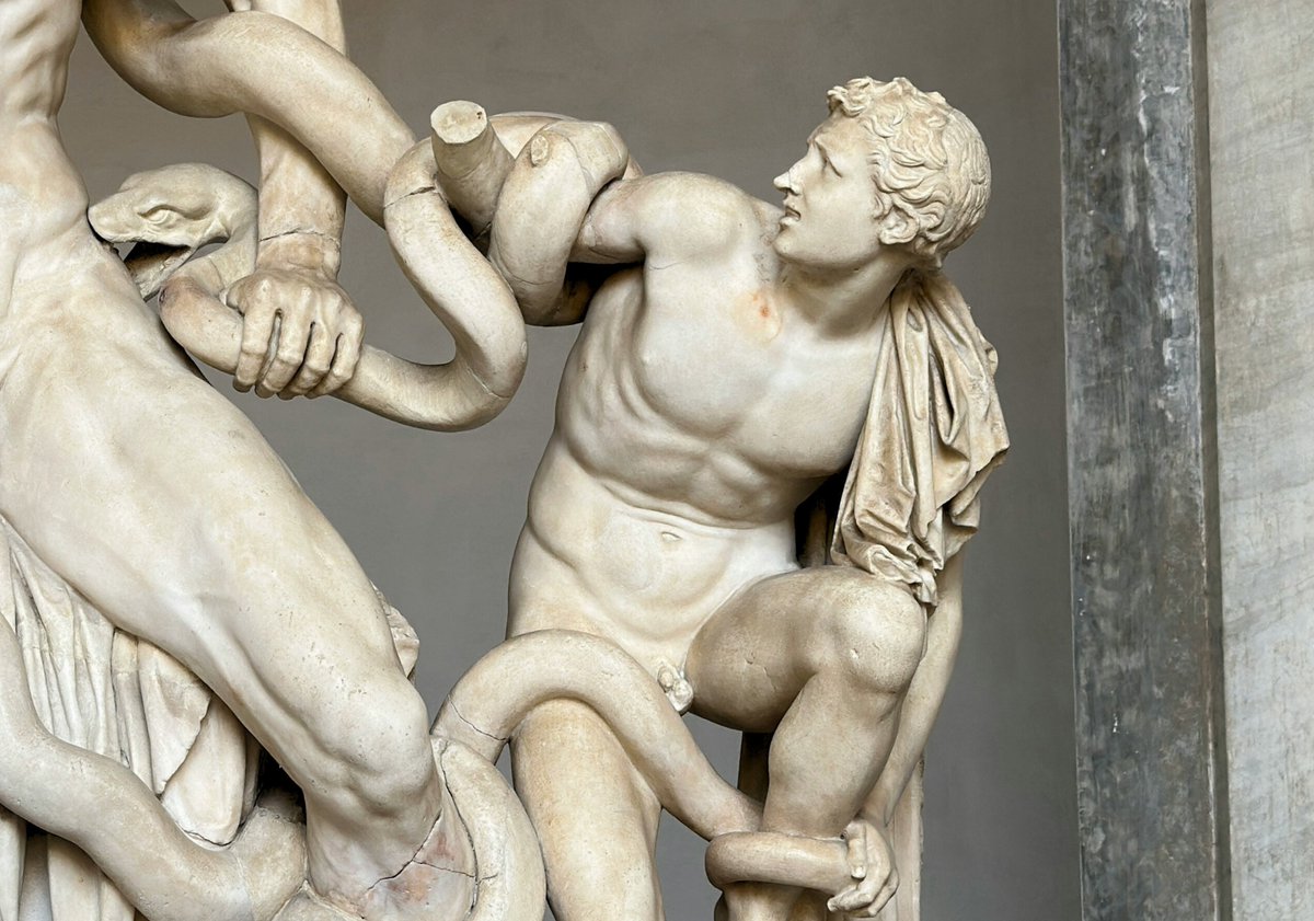 Artenquire's tweet photo. Laocoön and His Sons

According to the myth, Laocoön warned the Trojans not to trust the Greeks' wooden horse. Angered by his defiance, the gods sent the serpents to punish him and his sons, sealing their tragic fate.

#ancientsculpture #ancientgreekart #ancientgreeksculpture https://t.co/EUlKS6rcyq