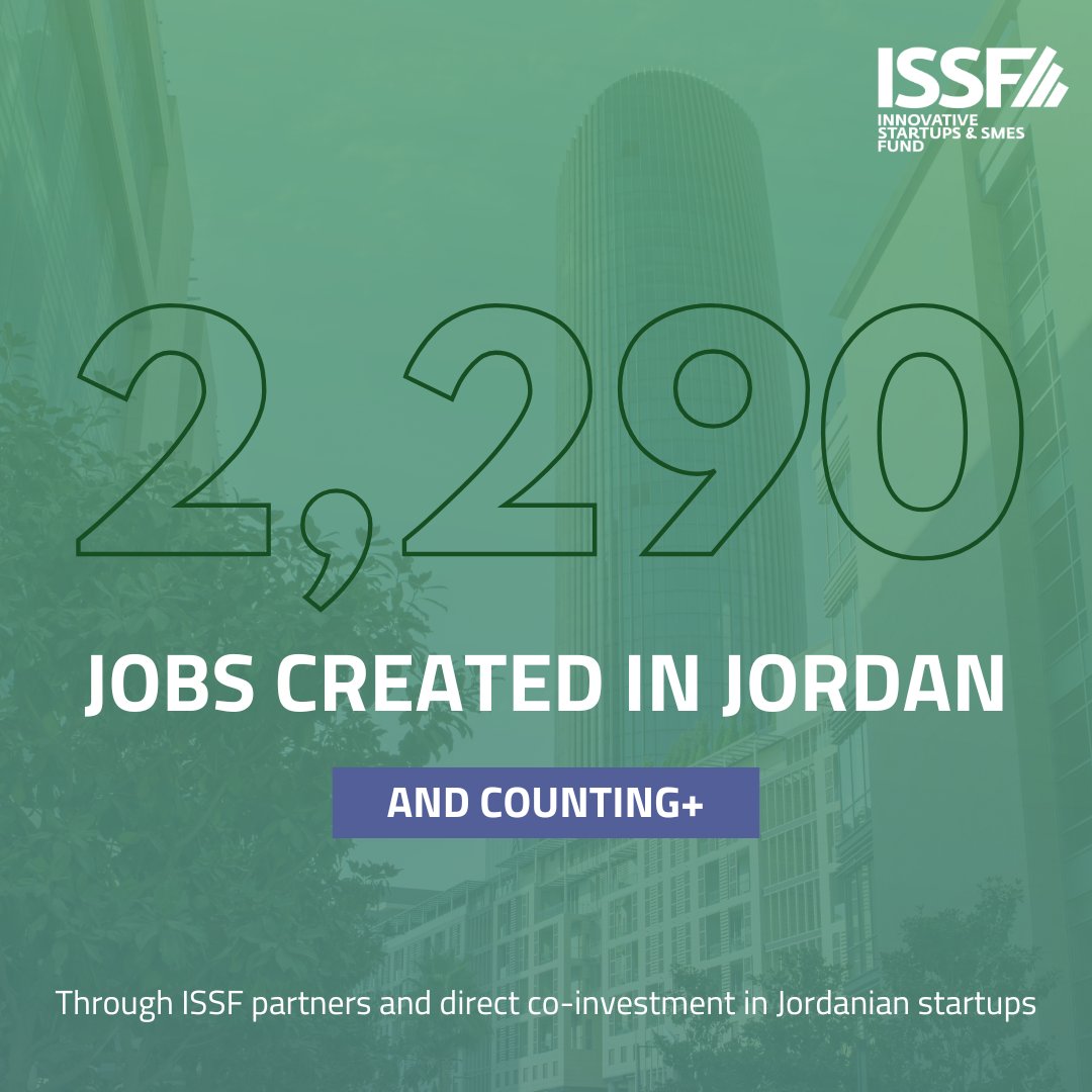 Across ISSF’s 150 portfolio companies under portfolio funds and direct co-investment, 2,290+ jobs have been created in #Jordan and this is just the beginning!

#Innovation #Entrepreneurship #jobcreation