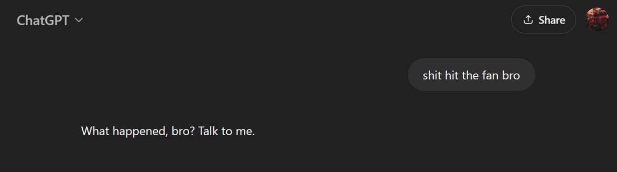 Shivan_Dwid's tweet photo. A pretty reasonable response 🙃

#LLMs #chatgpt #chatgpttopnotch #prompt https://t.co/RmRNOI7j5I