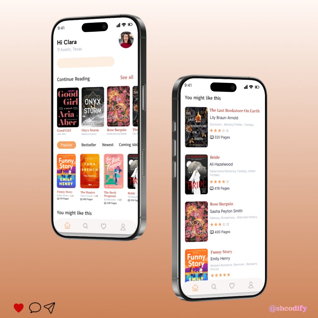 shcodify's tweet image. 𝐑𝐞𝐝𝐨𝐫𝐚– where stories meet style. 📖✨ A Reading Book App UI designed for book lovers!
#uiuxdesign #figma #appdesign #learningjourney #webdesign #figmadesign #frontenddeveloper #ui