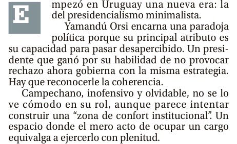 “Empezó en Uruguay una nueva era: la del presidencialismo minimalista”.
Muy provocativa y recomendable columna de @JuanPaullier en @ElPaisUY sobre el liderazgo del presidente Orsi.
👉🏼elpais.com.uy/opinion/column…