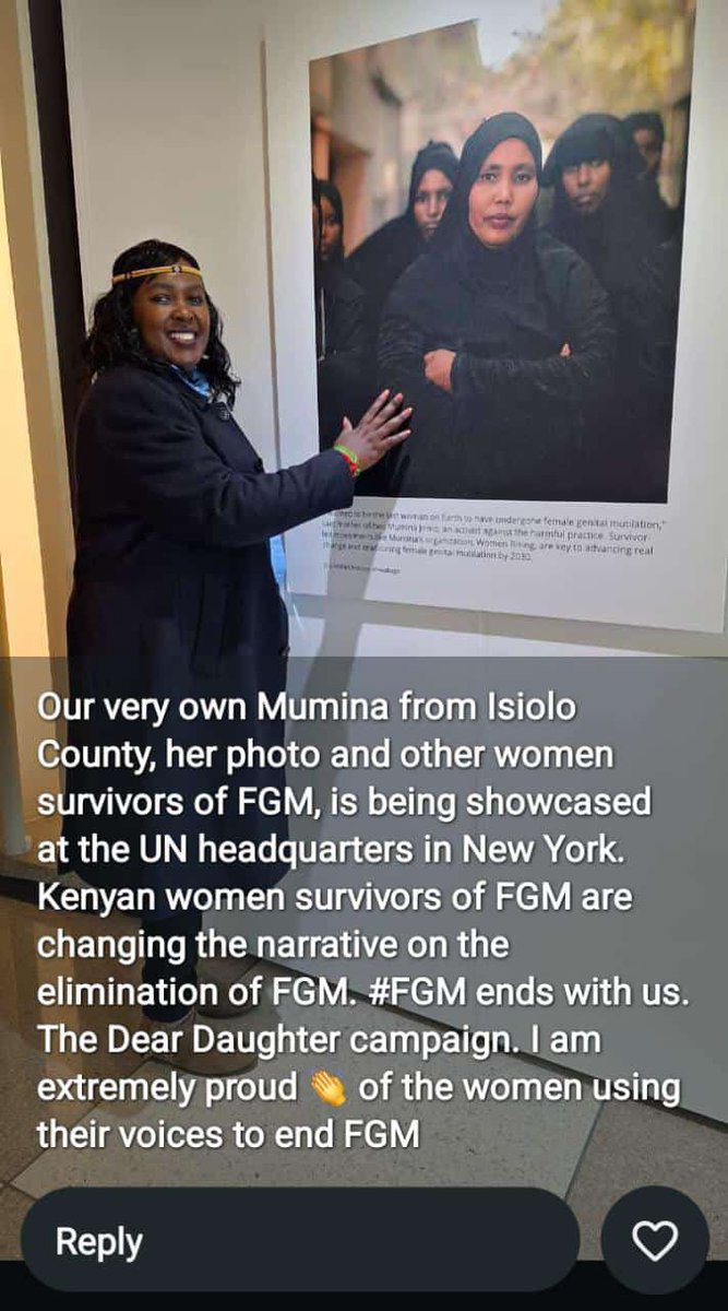 Qamar Queen (@qamarqueen) on Twitter photo Beyond proud of my BFF <a href="/MuminaJirmo/">Mumina Jirmo</a> from Isiolo County! Her photo, along with other incredible women survivors of FGM, is being showcased at the UN Headquarters in New York. A powerful reminder of resilience, courage, and the fight for a world free from FGM. #EndFGM Beyond proud of my BFF <a href="/MuminaJirmo/">Mumina Jirmo</a> from Isiolo County! Her photo, along with other incredible women survivors of FGM, is being showcased at the UN Headquarters in New York. A powerful reminder of resilience, courage, and the fight for a world free from FGM. #EndFGM