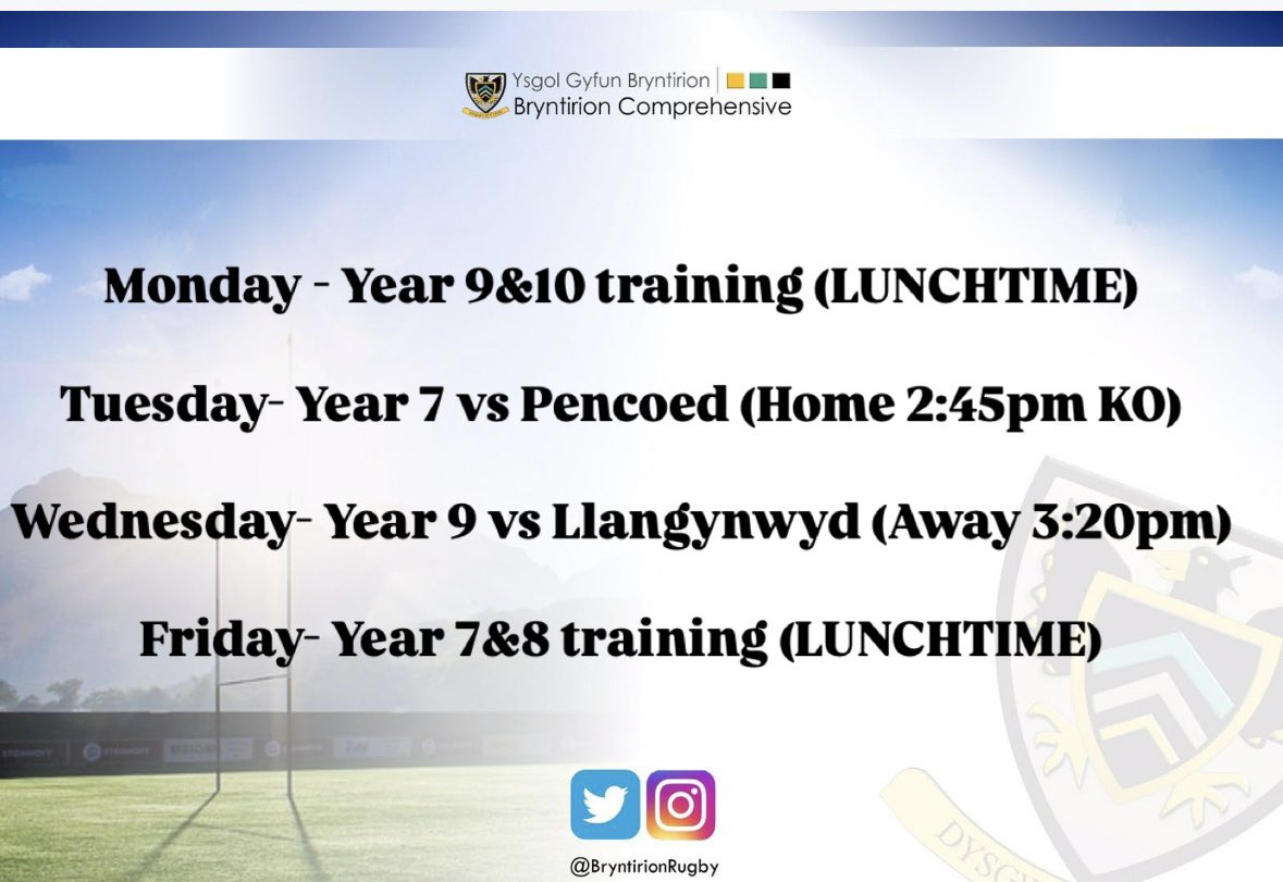 Rugby plan for week ahead 👍🏻🏉

<a href="/BryntirionPE/">Bryntirion PE</a> <a href="/BryntirionComp/">BryntirionComp</a>