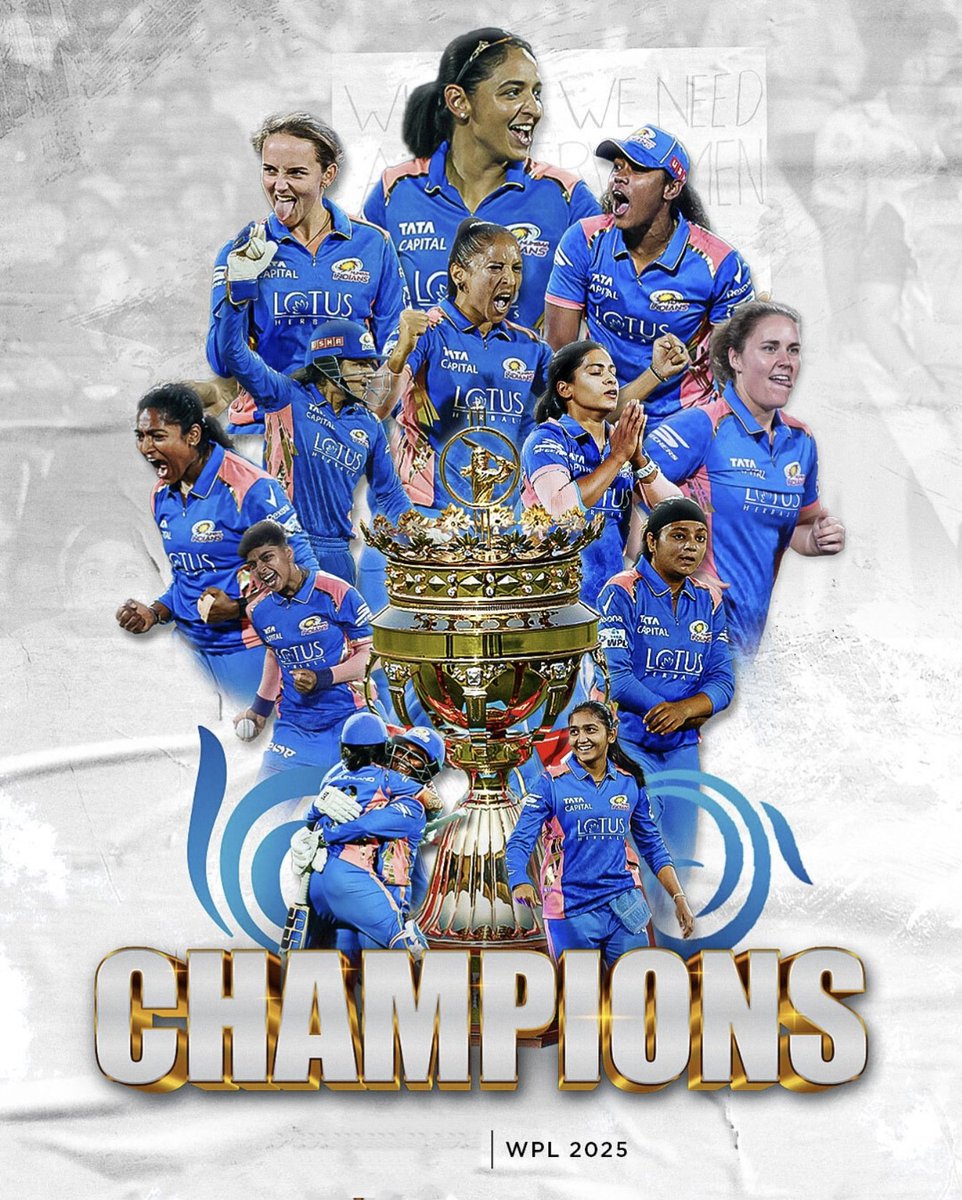 Mumbai Indians have won WPL for the second time by winning yesterday's final match 
#WPL2025Final #WINNER #MumbaiIndians