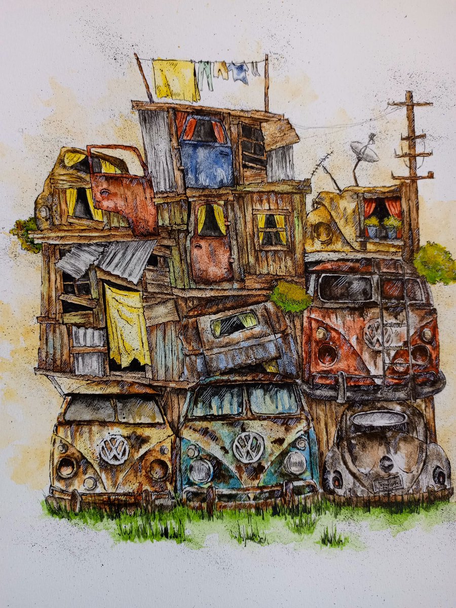 VW Mosaic series
Watercolour and ink on Watercolour paper. 
A3 size