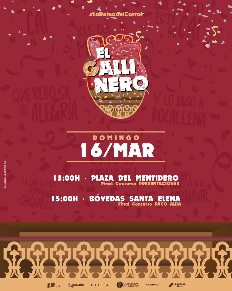#DomingoCarnavalChiquito | Aquí está la programación de #ElGallinero para el día de hoy.

Esperemos que 𝗘𝗹 𝗚𝗮𝗹𝗹𝗶𝗻𝗲𝗿𝗼, hoy sí, pueda poner buen cierre al Carnaval 🐔🎭 ☔️🥲

#LaReinadelCorral #CorodelosEstudiantes