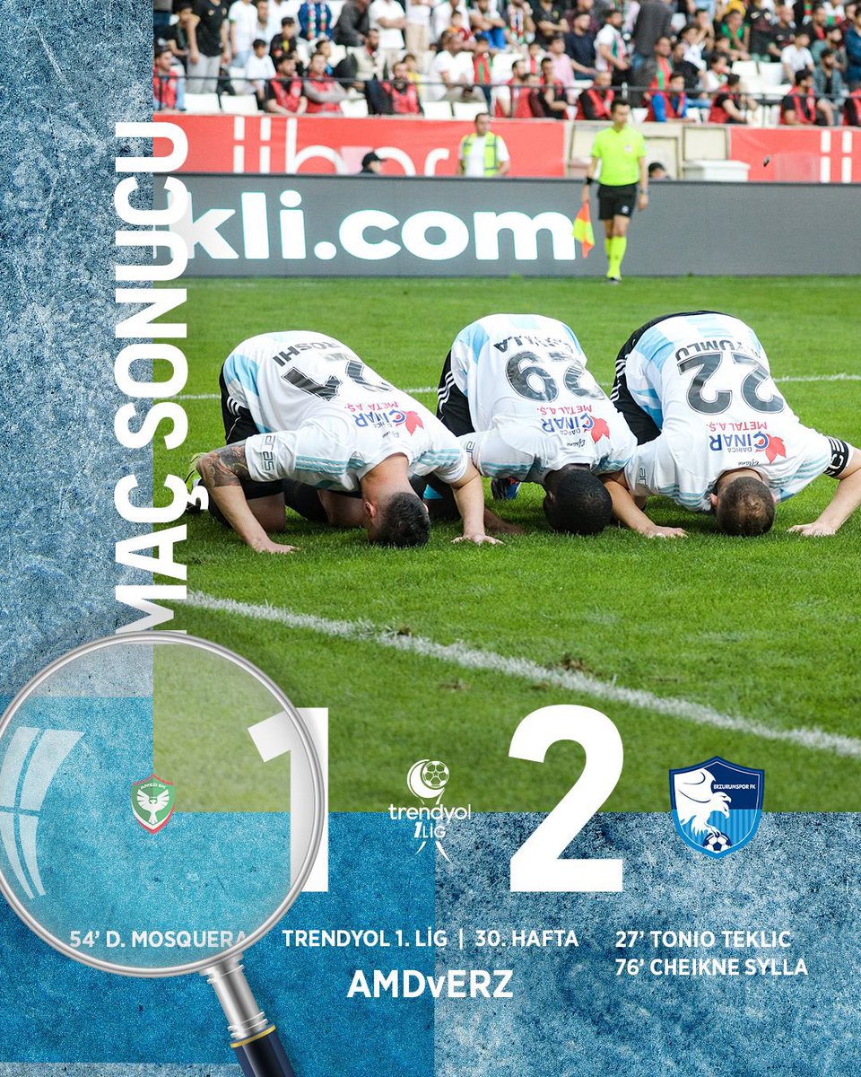 Erzurumspor, maç sonu görselinde Amedspor logosunu 'büyüteç' ile gösterdi.