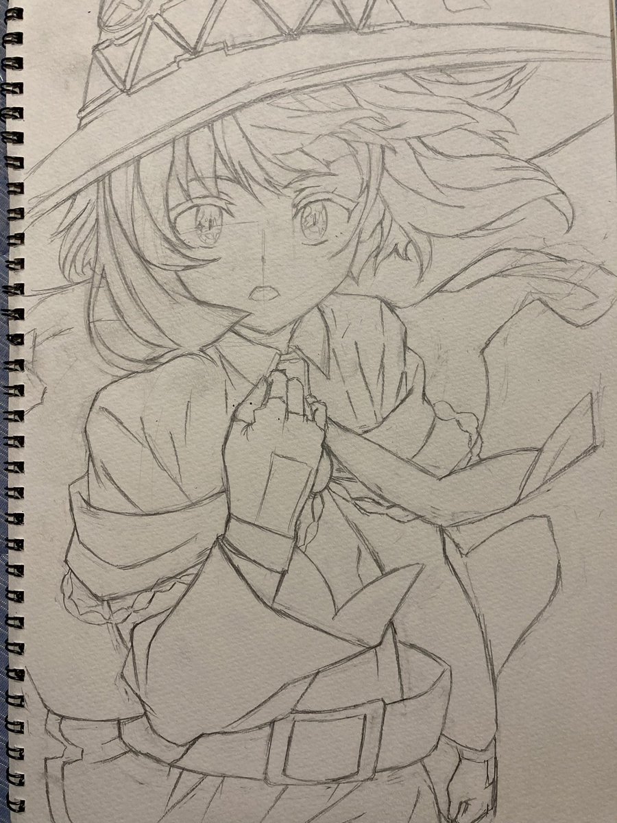 過去の模写②    おやすみ💤
明日か明後日くらいにデジタルの二次創作イラスト上げます！忙しい日は過去模写上げてきます
#このすば　#めぐみん　#イラスト