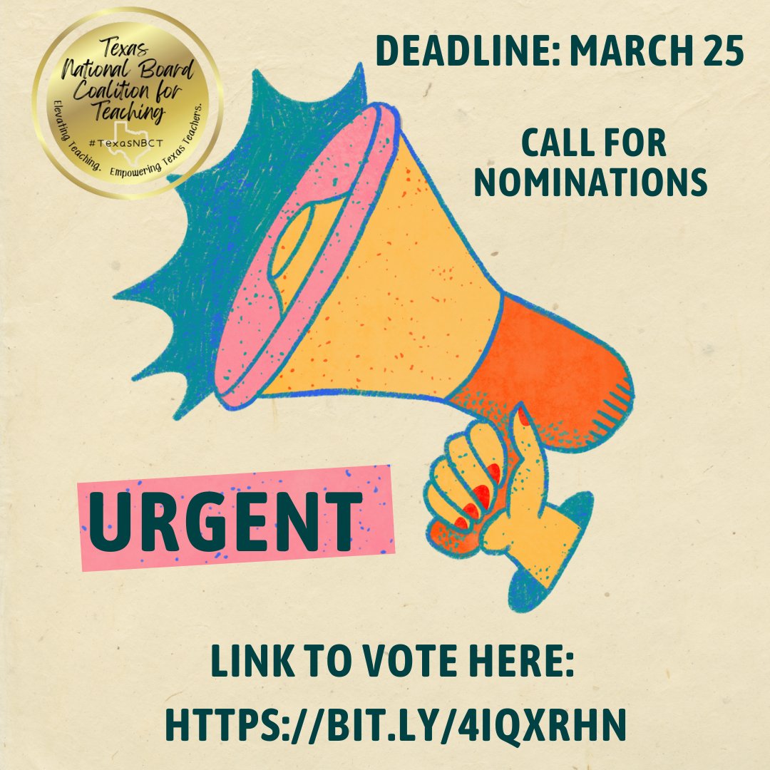📢 TXNBCT Board Nominations Open! 📢

Know someone who would be a great leader? Nominate them for the TXNBCT Board!

🗓 Deadline: March 25, 2025
🔗 bit.ly/4iQxRHn

Your voice shapes our future—nominate today! #TXNBCT #Leadership #Nominations