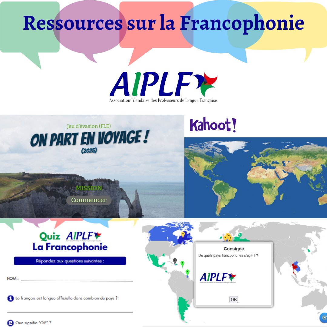 30e éd. de la Semaine de la langue française et de la Francophonie, du 15 au 23 mars 2025.

Les membres de l'AIPLF retrouveront nos ressources sur le thème de la #Francophonie dans la Section réservée aux membres de notre site Web !
aiplf-ireland.com/section-reserv…