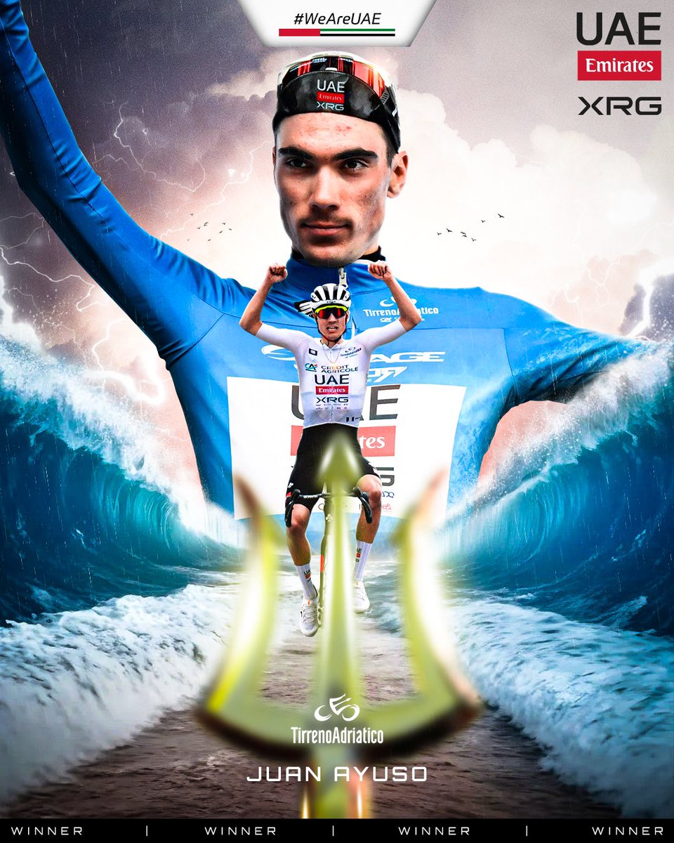 @UAE-TeamEmirates (@teamemiratesuae) on Twitter photo 💙🔱 Job done! Congratulations <a href="/juann_ayuso/">Juan Ayuso</a> on winning the #TirrenoAdriatico!
#WeAreUAE 💙🔱 Job done! Congratulations <a href="/juann_ayuso/">Juan Ayuso</a> on winning the #TirrenoAdriatico!
#WeAreUAE