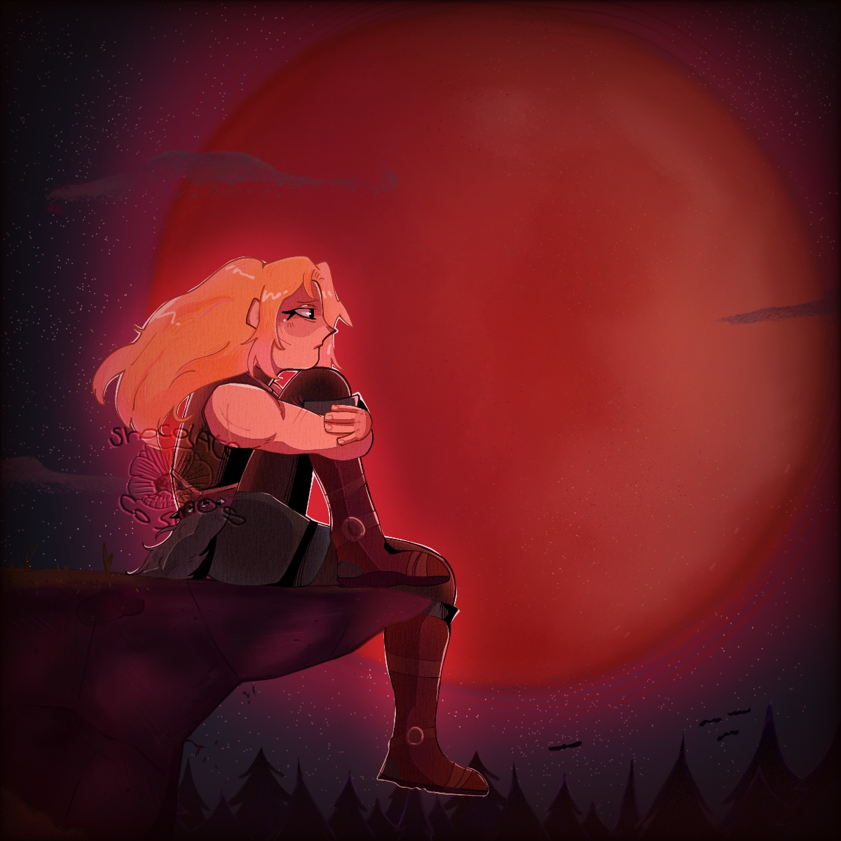 ShocolateCosmos's tweet image. Red Moon🔴

#Amphibia_Contest #SashaWaybright