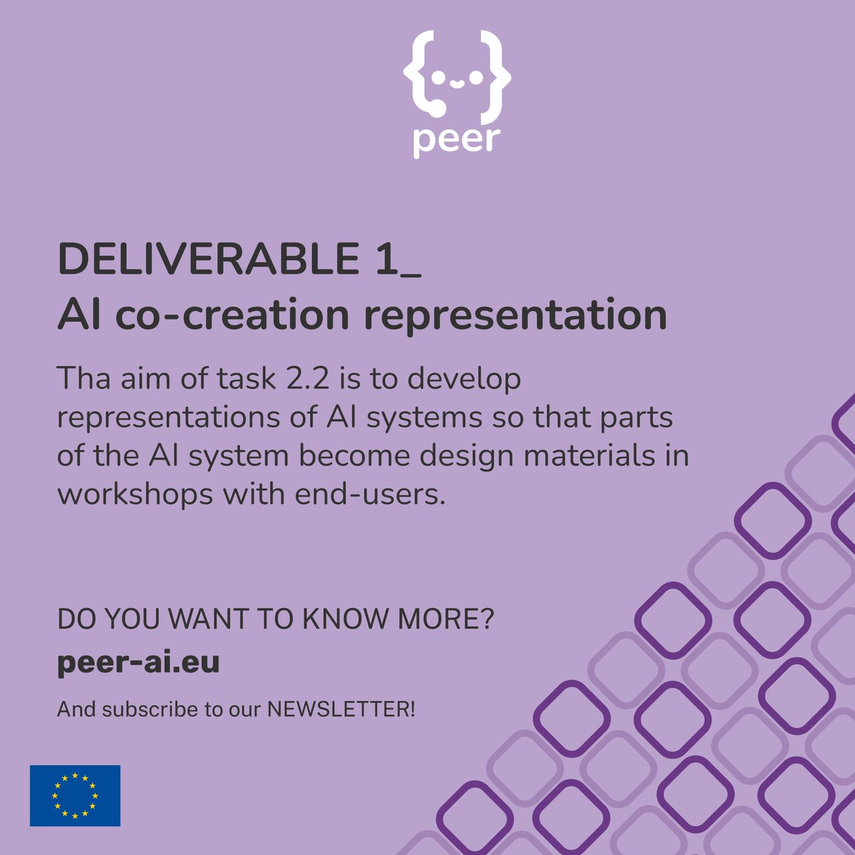 DELIVERABLE_1
🔗 Check the full report and share your thoughts: peer-ai.eu/en/outcomes/

👉discover more👉 peer-ai.eu
And subscribe to our #newsletter !

Thank you to all the partners that are making this possible:
<a href="/VUBrussel/">VUB</a> - <a href="/Fujitsu_DE/">Fujitsu CE</a> - <a href="/CATIE_AQ/">CATIE</a> - <a href="/INESCTEC/">INESC TEC</a> -