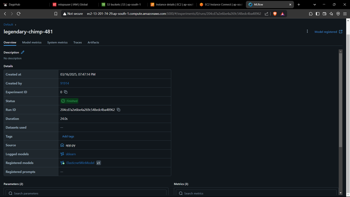 Adarsh_36's tweet photo. MLflow on AWS EC2!
Set up MLflow Tracking on EC2, storing experiments in S3 for scalable MLOps! Excited to integrate this into real-world projects. 🚀
#MLOps #MLflow #AWS #MachineLearning #Data 
@Krishnaik06 https://t.co/c5WXfil9Po