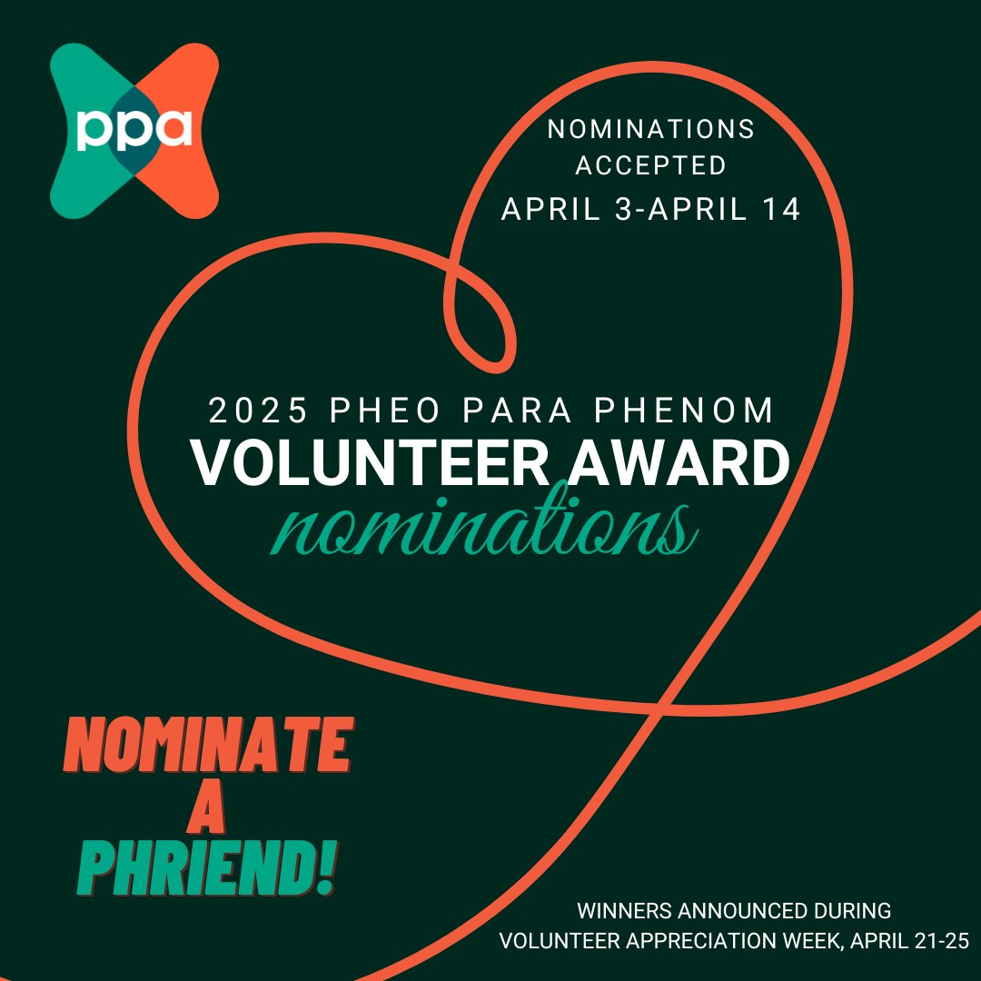 PheoPara's tweet photo. Do you know a #PHearless #pheo #para #PPGL volunteer? 🌟 Here's a great opportunity to say thank you for their efforts. 👏❤️
➡️https://t.co/WpjgAE3zvy
@RareDiseases @NCFCancer @HealingNET1 @RonnyAllan1 @raredisorders @NANETS1 @CureNETs @netcancerday @VHLAlliance @AMENDInfoUSA https://t.co/orGuZZ0PUD